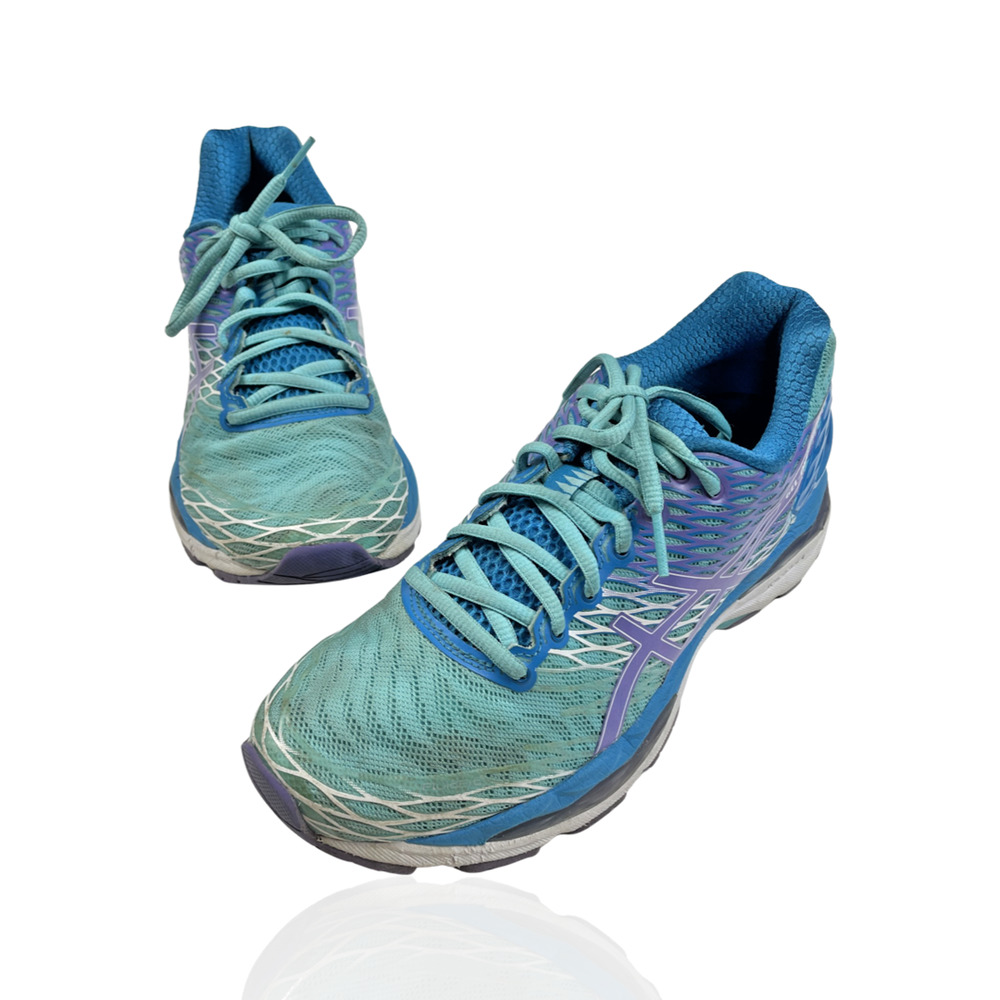 Asics Gel Nimbus 18 Blue Purple Athletic Running Shoes Women's Size 8.5 T651N